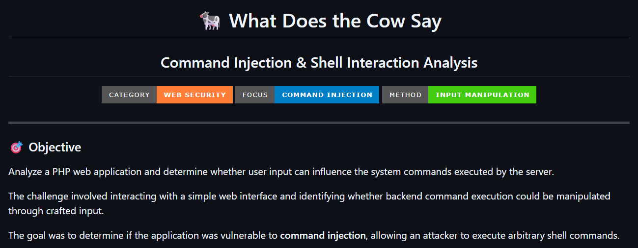 Command injection investigation