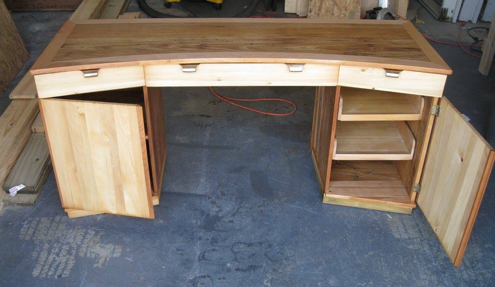 Curved desk woodworking piece